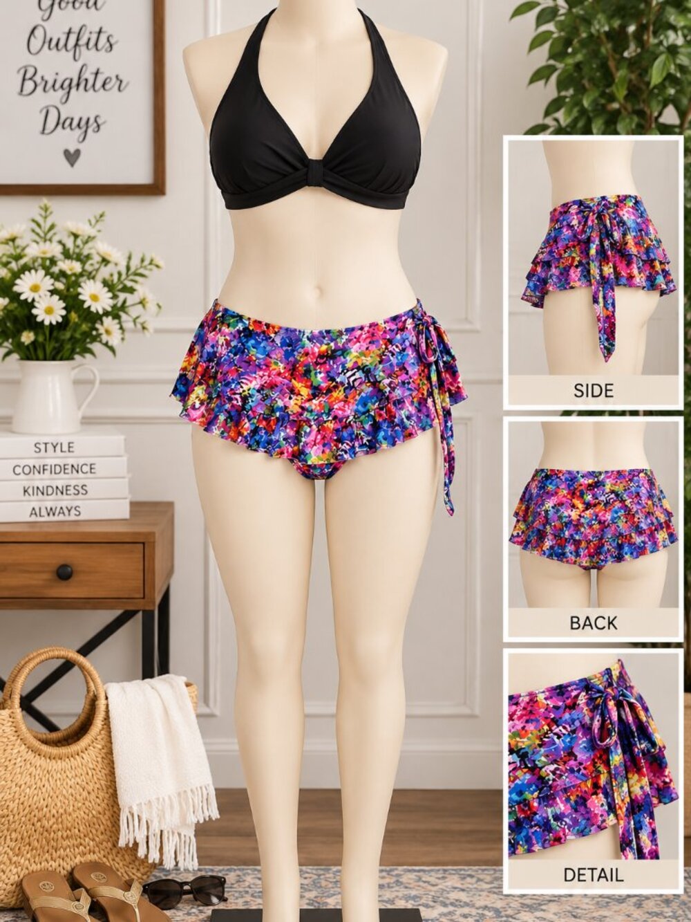 Smart & Sexy Colorful Swim Skirt Bottom – Size Large